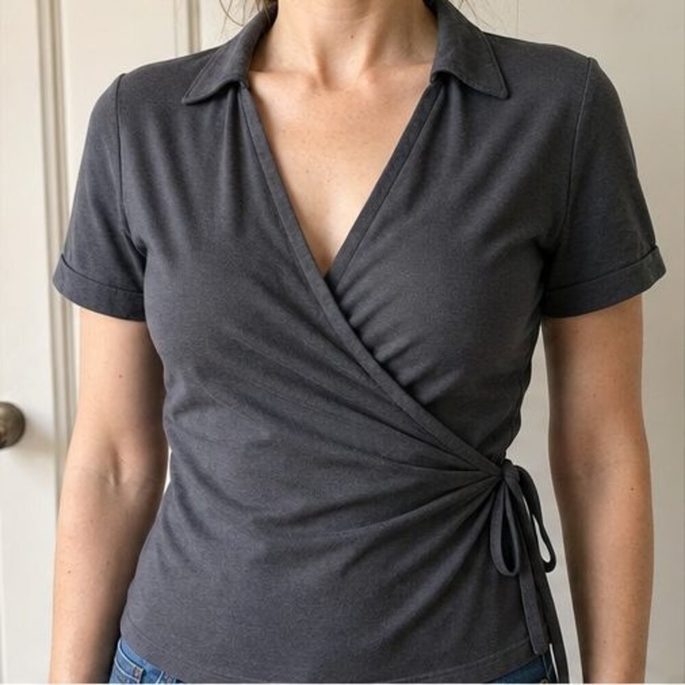 Charcoal Ruffle Blouse - Picture 2 of 6